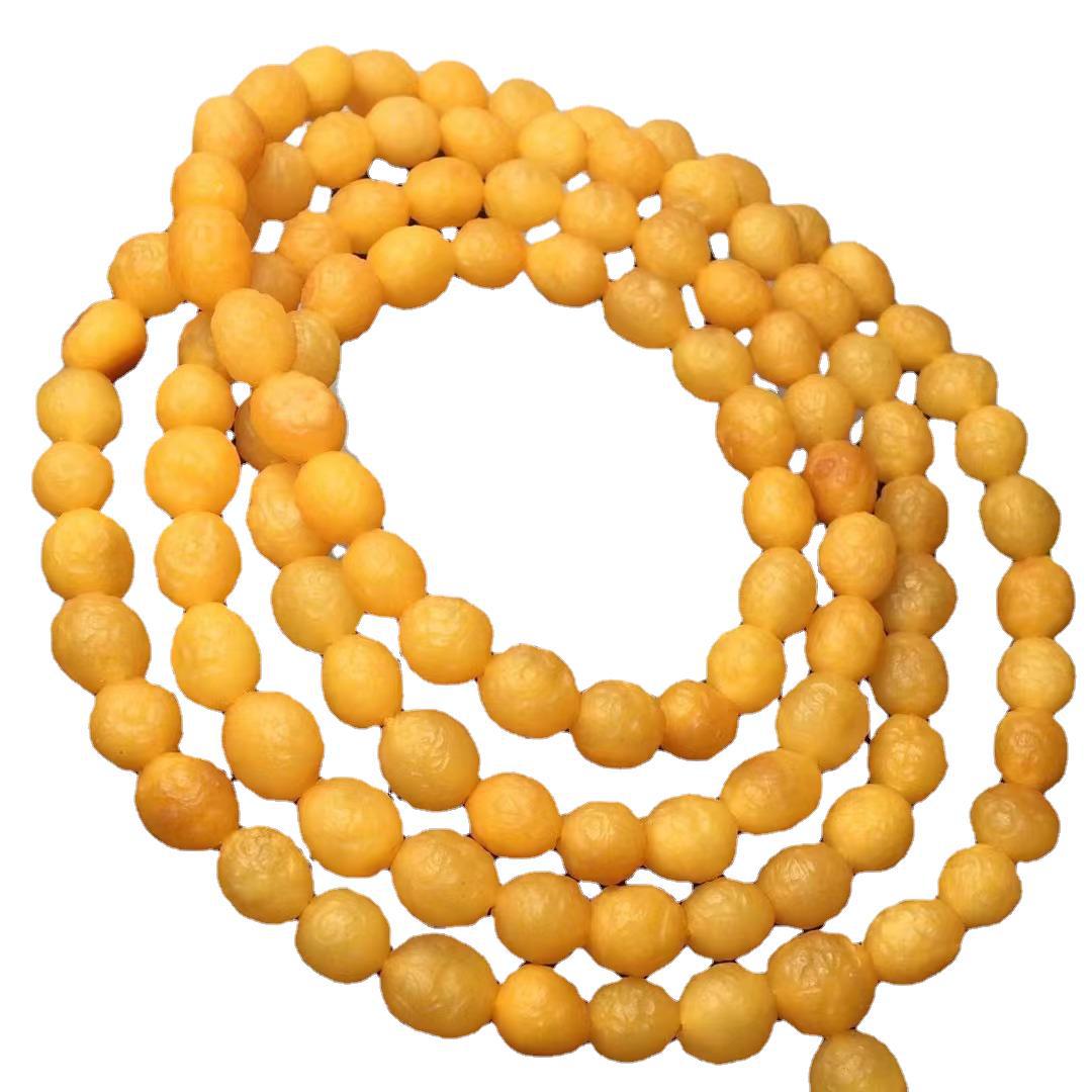 琥珀蜜蜡海漂籽108佛珠项链多圈手链蜡质浓郁