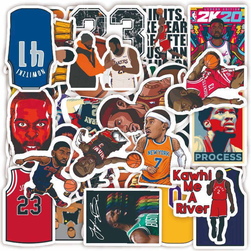 50张nba篮球basketball卡通贴纸行李箱手机壳防水文具装饰sticke