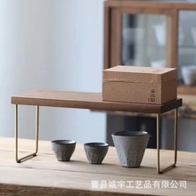 家居铁艺结合茶叶罐收纳架客厅桌面收纳杂品架书房装饰木质摆件架