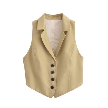 跨境欧美夏季女装新款气质显瘦纯色背部开口西装马甲背心4749764