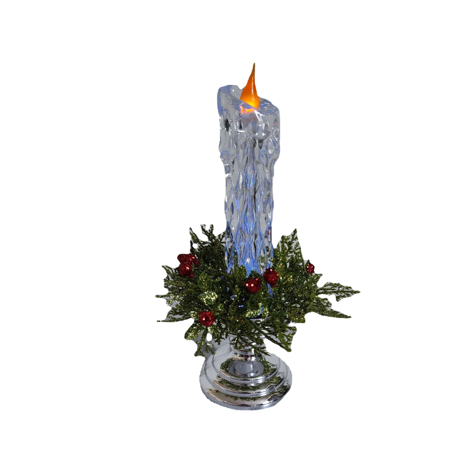 Transparent Candle Decorations Christmas Gift Candle Holder Scene Decoration Simulation Candle LED Candle Scene Props