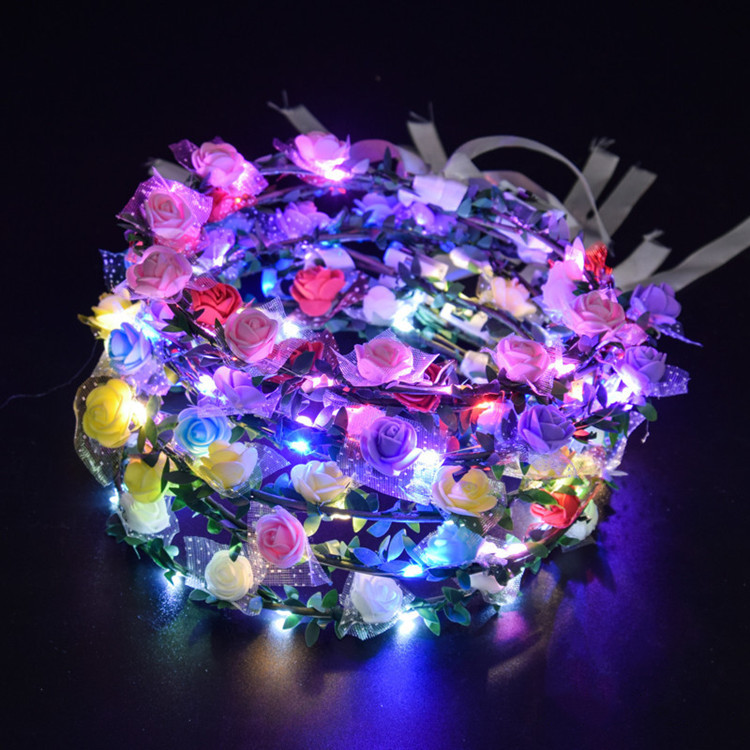 luminous garland wreath headdress korean mori girl crown hair ring scan code wholesale flash headdress children promotional gifts