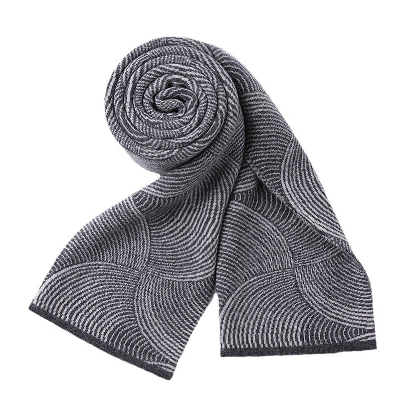 2023 High-Grade 100% Pure Wool Scarf Men's Winter Fashion Texture Warm and Trendy Knitted Scarf Gift Box
