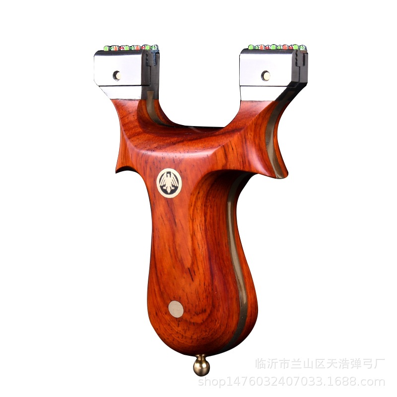 钛合金达摩 神鹰户外弹弓紫檀木贴片 快压免绑夹片光纤免绑弹弓