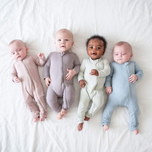 一件代发2024新款婴儿衣服竹纤维长袖春秋季婴幼儿哈衣宝宝爬爬服