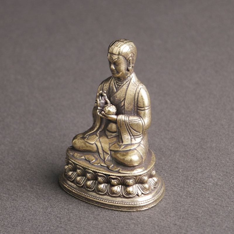 纯黄铜藏佛萨迦二祖索南孜摩佛像摆件福顶供奉神像文玩老铜器批发