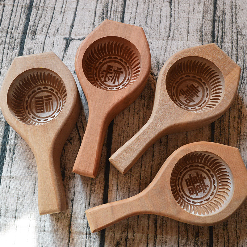 手工刻加深凹底花样蒸馒头馍清明果包子家用面食糍粑青团木质模具