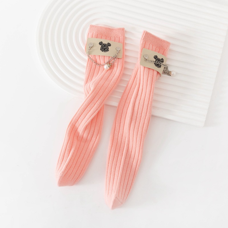 2023 New Arrival Children's Socks Classic Style Labeling Lanyard Pearl Socks JK Girl Princess Lolita Bunching Socks