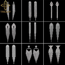 TREAZY Fashion Long Tassel Drop Earrings for Women Silver Co