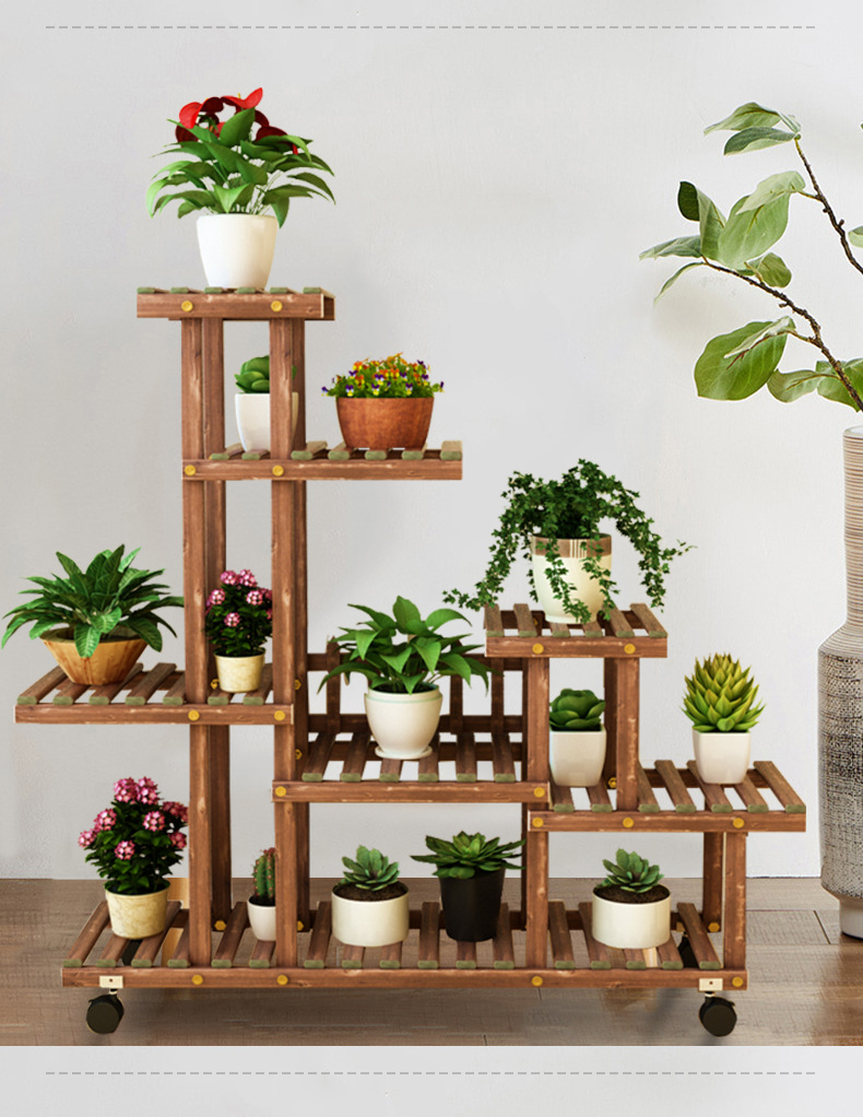 客厅实木花架子室内多层落地式阳台置物架多肉绿萝植物简约花盆架