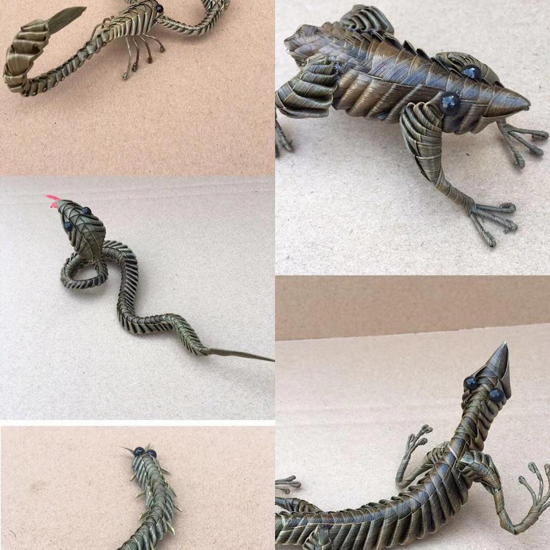 草编动物五毒套装昆虫端午节活动射五毒粽编手工艺蝎子蛇蜈蚣蟾蜍