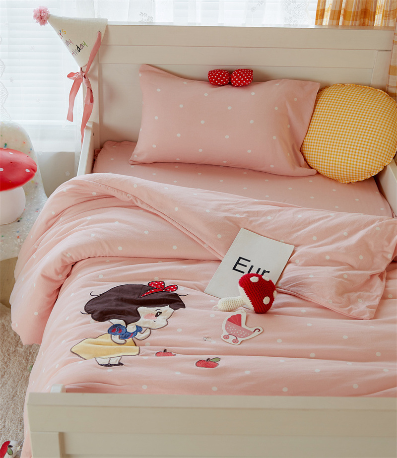 小清新纯棉a类针织棉天竺棉粉色波点小公主儿童单人冬被子可拆洗