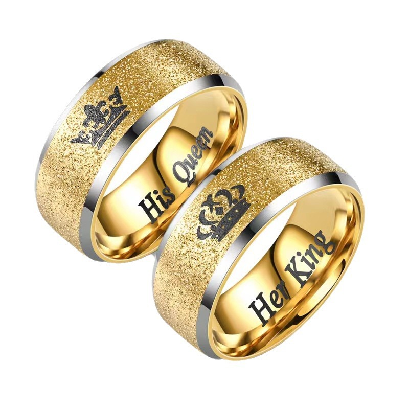 European and American Amazon Supply Her King His Queen Titanium Steel Couple Ring Fashion Hand Accessories Wholesale
