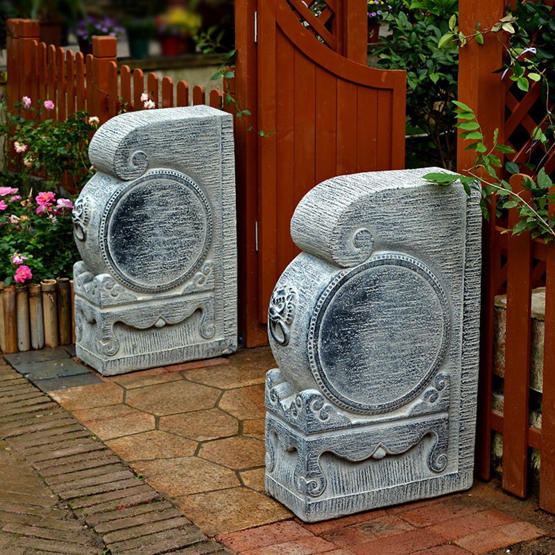 院子门墩抱鼓石仿古大门口石鼓 家用庭院别墅户外中式摆件