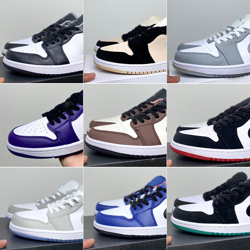 莆田鞋男头层牛皮扣碎烟灰倒钩脚趾黑白熊猫高低帮 aj1篮球男女鞋