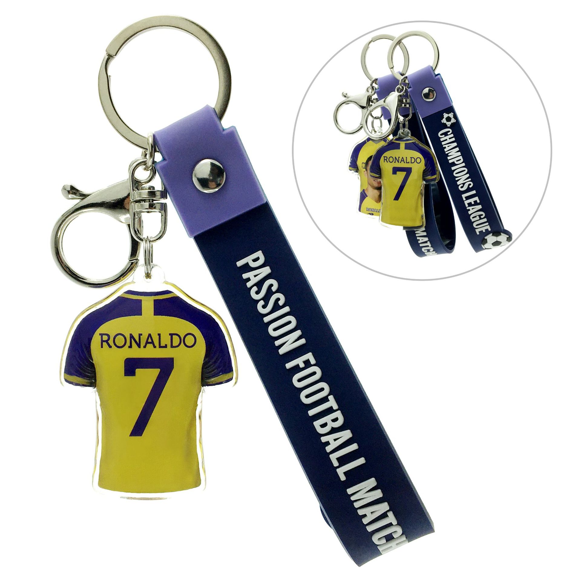 跨境热卖球星钥匙扣五大联赛俱乐部欧冠队徽挂件足球球迷小礼品