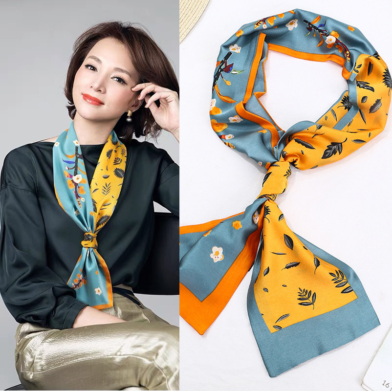 2021 Same Thin Narrow Strip Small Silk Scarf Women's Spring Western Style Fashion All-Matching Decorative Scarf Scarf