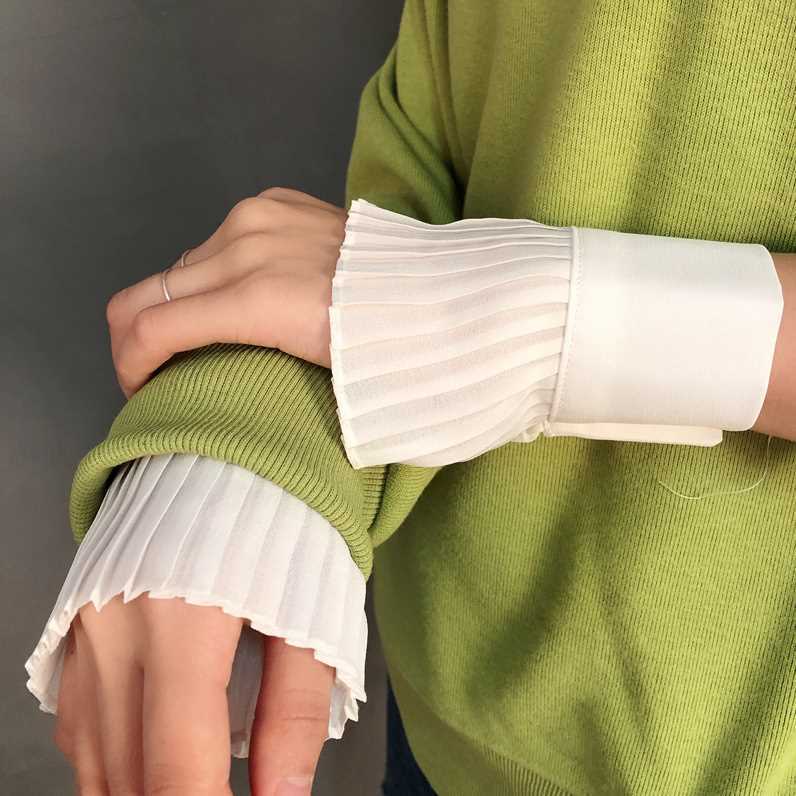 衬衫假袖子女搭配毛衣外套卫衣袖口韩国百搭装饰袖套褶皱白色减龄