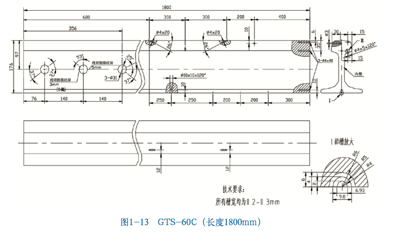 gts-60系列试块gts-60c长432mm1400mm1800mm铁路钢轨对比试块