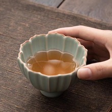 汝窑天青主人杯开片可养茶杯大号专用个人品茗杯茶杯茶碗茶盏送礼