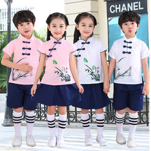 儿童民国风春夏季男女童棉麻短袖套装少儿六一民国学生装校服演出