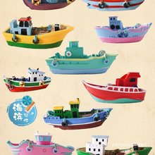 手工彩绘树脂小船摆件船模型海洋装饰品家居饰品海边纪念品