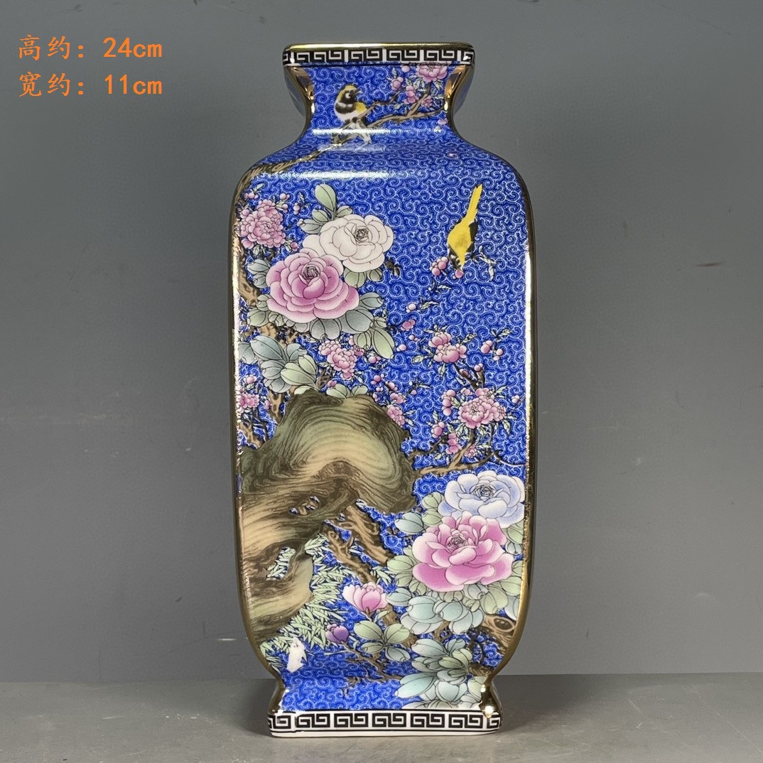 大清雍正年制珐琅彩花卉赏瓶摆件海外回流古董古玩仿古瓷器老货