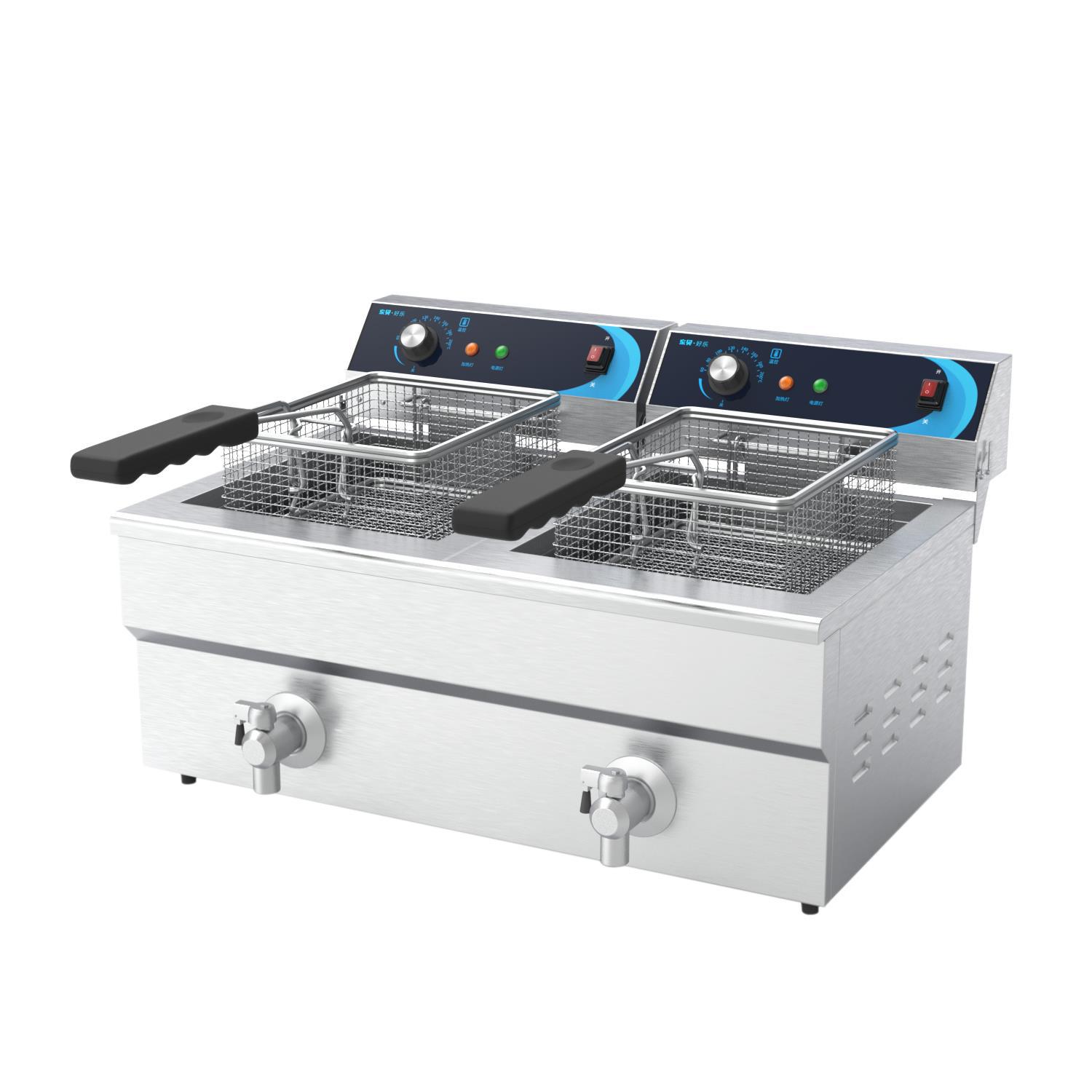 东贝电炸炉油炸锅商用双缸大容量电炸锅加厚炸薯条油条油炸机设备