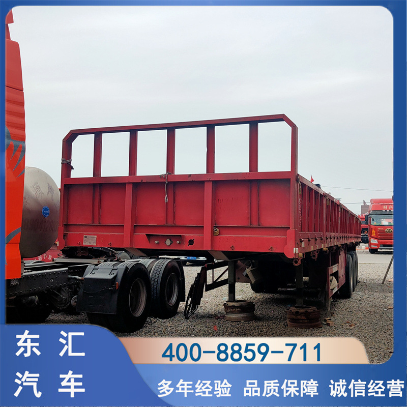 常年二手13米标箱低平板半挂车 出口13米后翻自卸平板半挂车市场