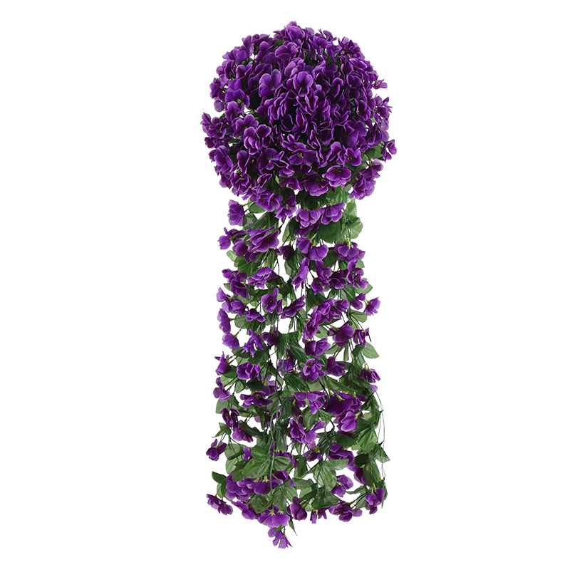 Artificial Flower And Artificial Plant  Simulation Violet Wall-Mounted Flower Vine Interior Decoration Wall Flower Fake Flower Hanging Flower Living Room Hanging Wall Flower Chlorophytum Plastic Flowers