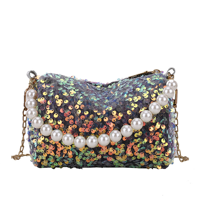 Cross-Border Korean Women Bag 2022 New Fashion Trendy Pearl Sequined Chain Bag Internet Celebrity All-Match Evening Party Underarm Bag