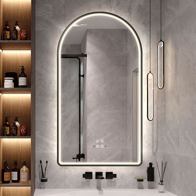 现代简约浴室镜卫生间免打孔拱形智能镜酒店洗手间浴室镜子批发