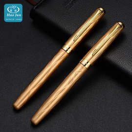 镀金商贸签字笔金色办公金属宝珠笔替换笔芯中性笔可镭射丝印logo