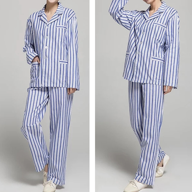 Buy Cotton surgery patient gown pajamas striped longsleeved patients