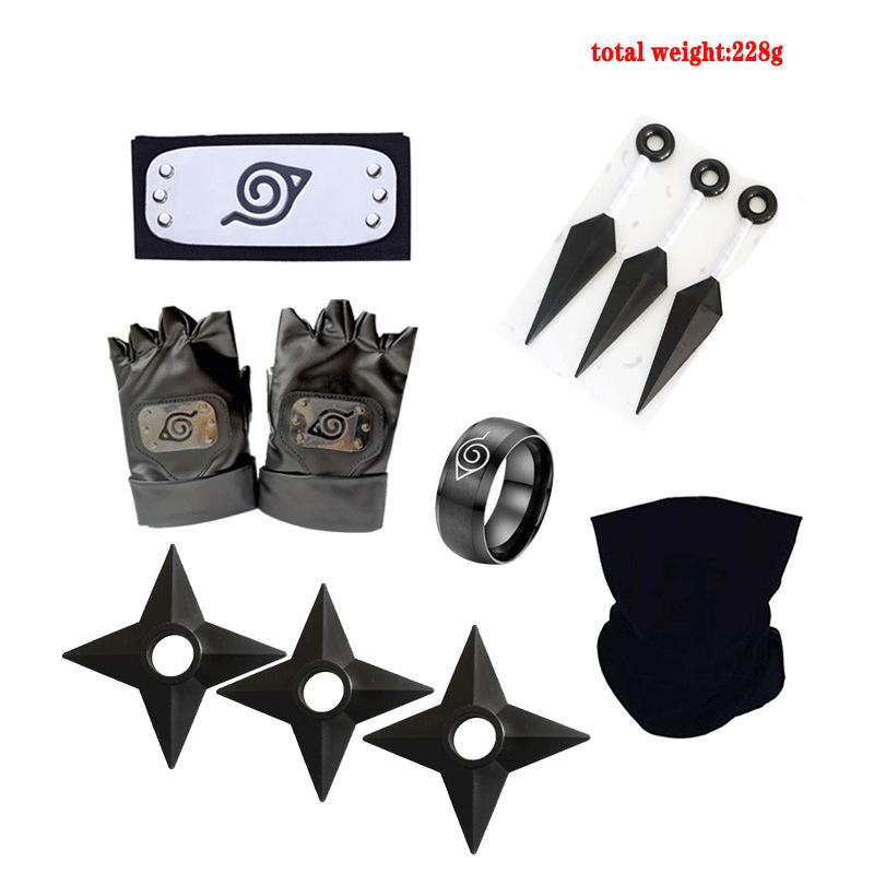 动漫忍者忍具包头带面罩手里剑戒指项链护额手套武器优惠套装