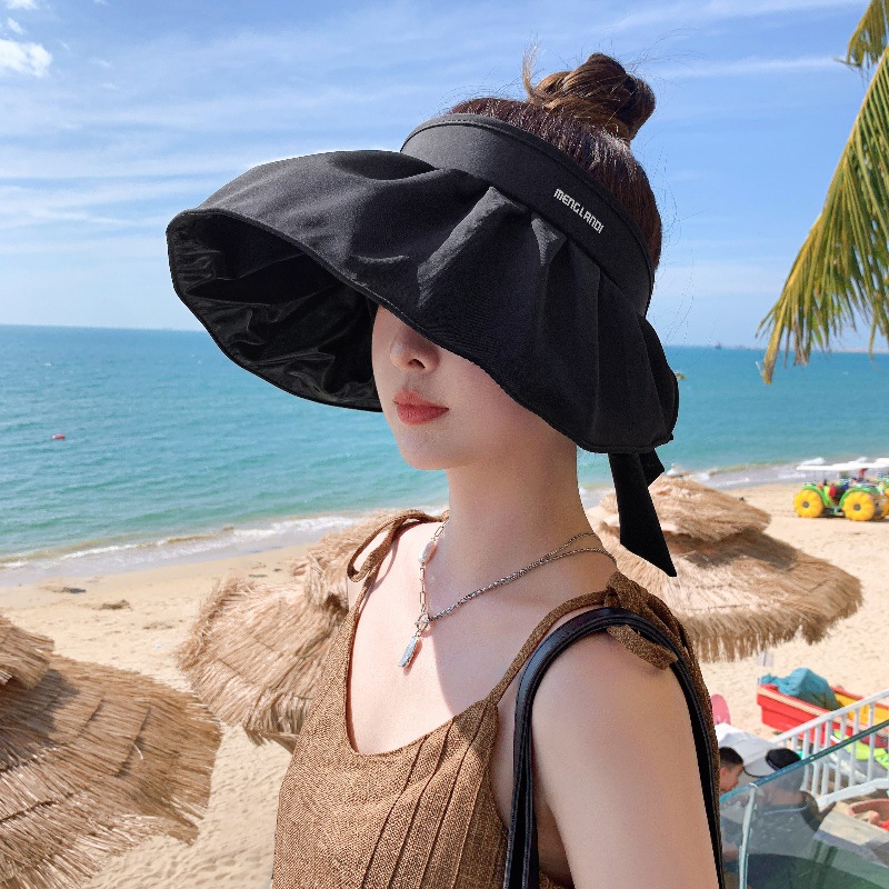 韩版新款女士夏天遮阳帽沙滩海边旅游度假遮脸防晒太阳帽空顶帽