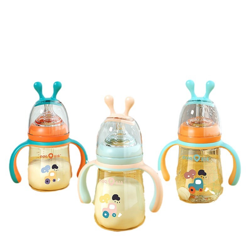 Aiduoqi Wide-Caliber PPSU Drop-Resistant Feeding Bottle Big Baby Duckbill Cup with Straw Feeding Bottle for Three Purposes over 1 Year Old