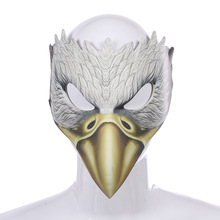 万圣节白色鹰面具外贸狂欢节化妆舞会派对PU皮革EVA动物面具
