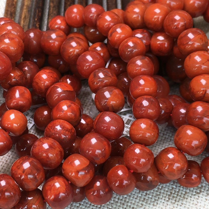 川料瓦西老矿南红满肉火焰纹老型珠手串老形男女款手链直播货源