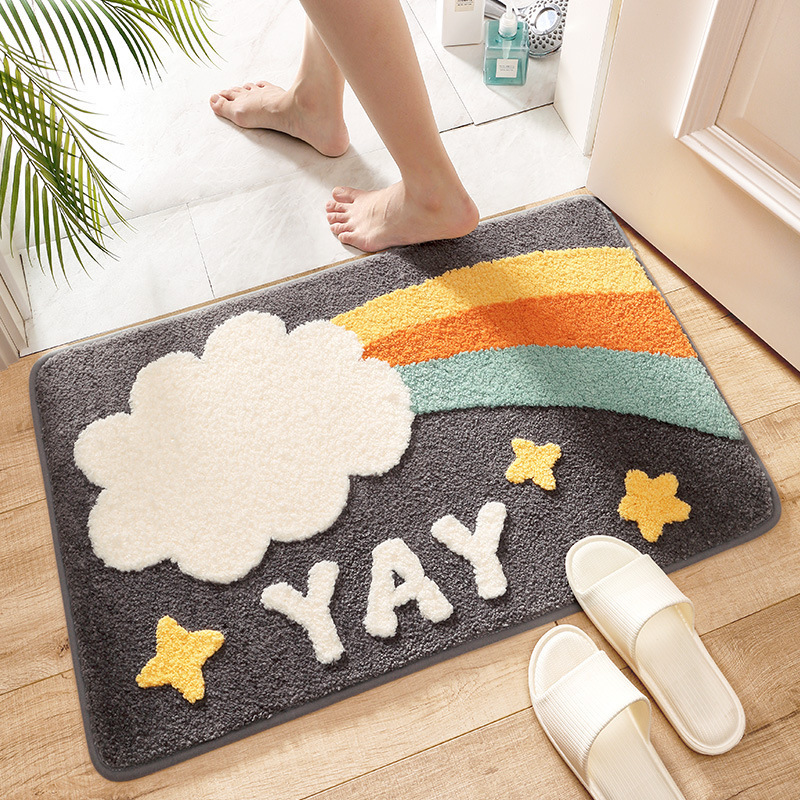 household bathroom absorbent floor mat bedroom bathroom door cashmere non-slip floor mat children‘s room doorway carpet