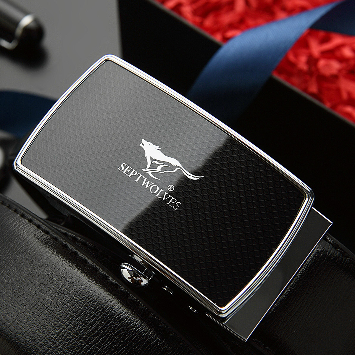 七匹狼【狼族部落】男士自动扣真皮腰带休闲商务裤带节日礼送男友