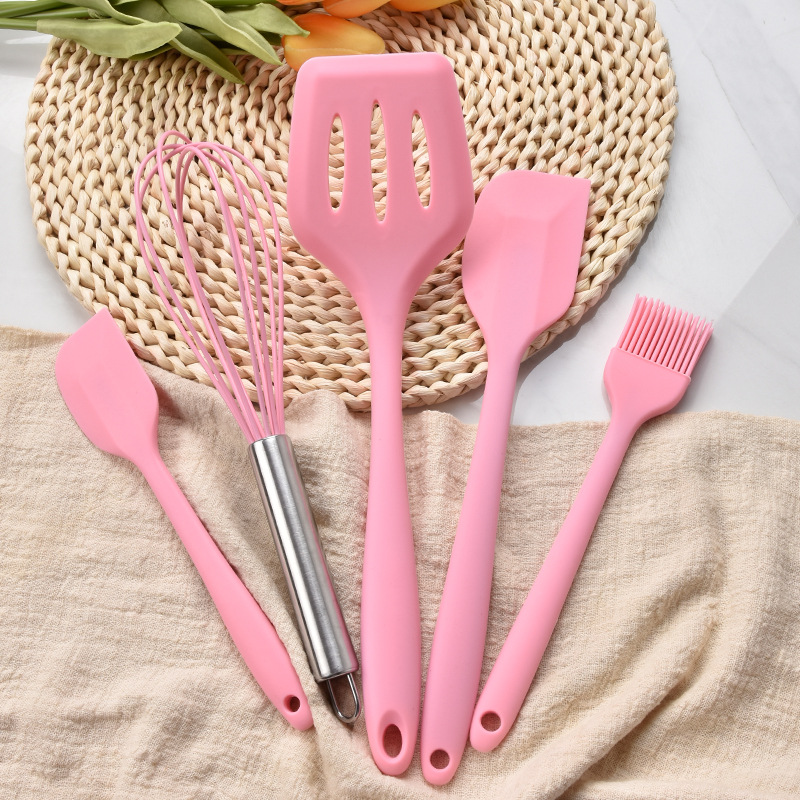 现货硅胶烘焙漏铲工具五件套装 刮刀打蛋器刷子烘焙5件套装