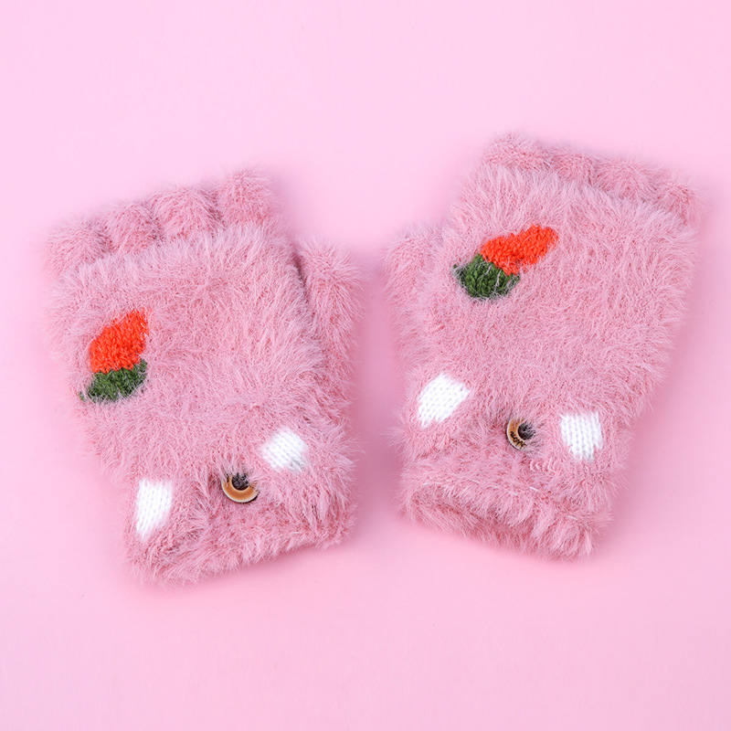 Winter Children's Knitted Gloves Cute Radish Rabbit Cold-Proof Warm Gloves Student Writing Gloves