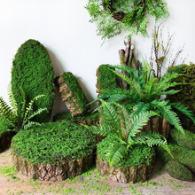 森系仿真青苔树皮花器圆形长方形苔藓花盆装饰插花造布景素材