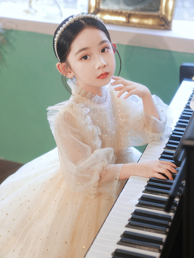 花童婚礼小女孩礼服2022春季女童洋气公主裙儿童钢琴演奏演出服女