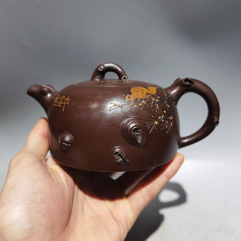 地摊货源宜兴紫砂复古怀旧储建飞半月壶功夫茶具紫砂工艺品