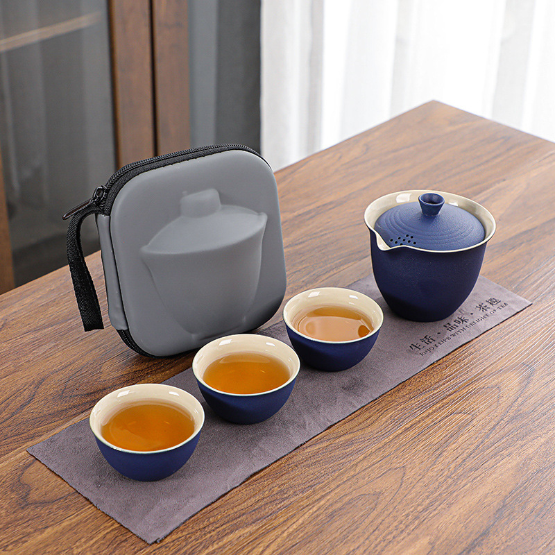 Factory Travel Tea Set Quick Cup One Pot Fills Three Cups Portable Tureen Small Set Outdoor Kung Fu Tea Set Tea Making Gift