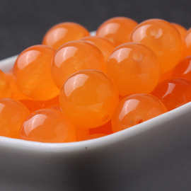 天然7a橘黄玉髓散珠子diy水晶橘色石英岩玉圆珠半成品串珠手项链