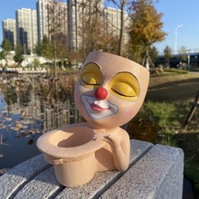 多肉小花盆室内桌面摆件小丑树脂工艺品跨境人脸花盆Face planter