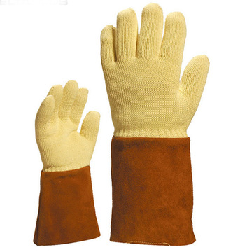 代尔塔 203008 高温防割手套防烫抗撕裂针织手套 耐高温250度牛皮